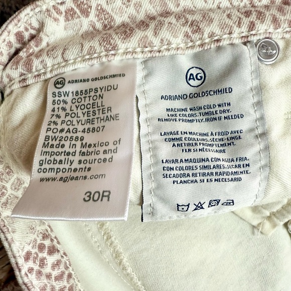 Adriano Goldschmied Leopard Print Prima Ankle Jeans Cream Size 30 - Picture 12 of 12